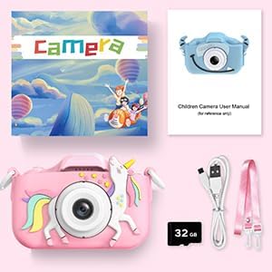 Goopow Kids Camera Toys for 3-8 Year Old Girls Boys,Children Digital Video Camcorder Camera with Cartoon Soft Cover, Best Chritmas Birthday Festival Gift for Kids - 32G SD Card Included