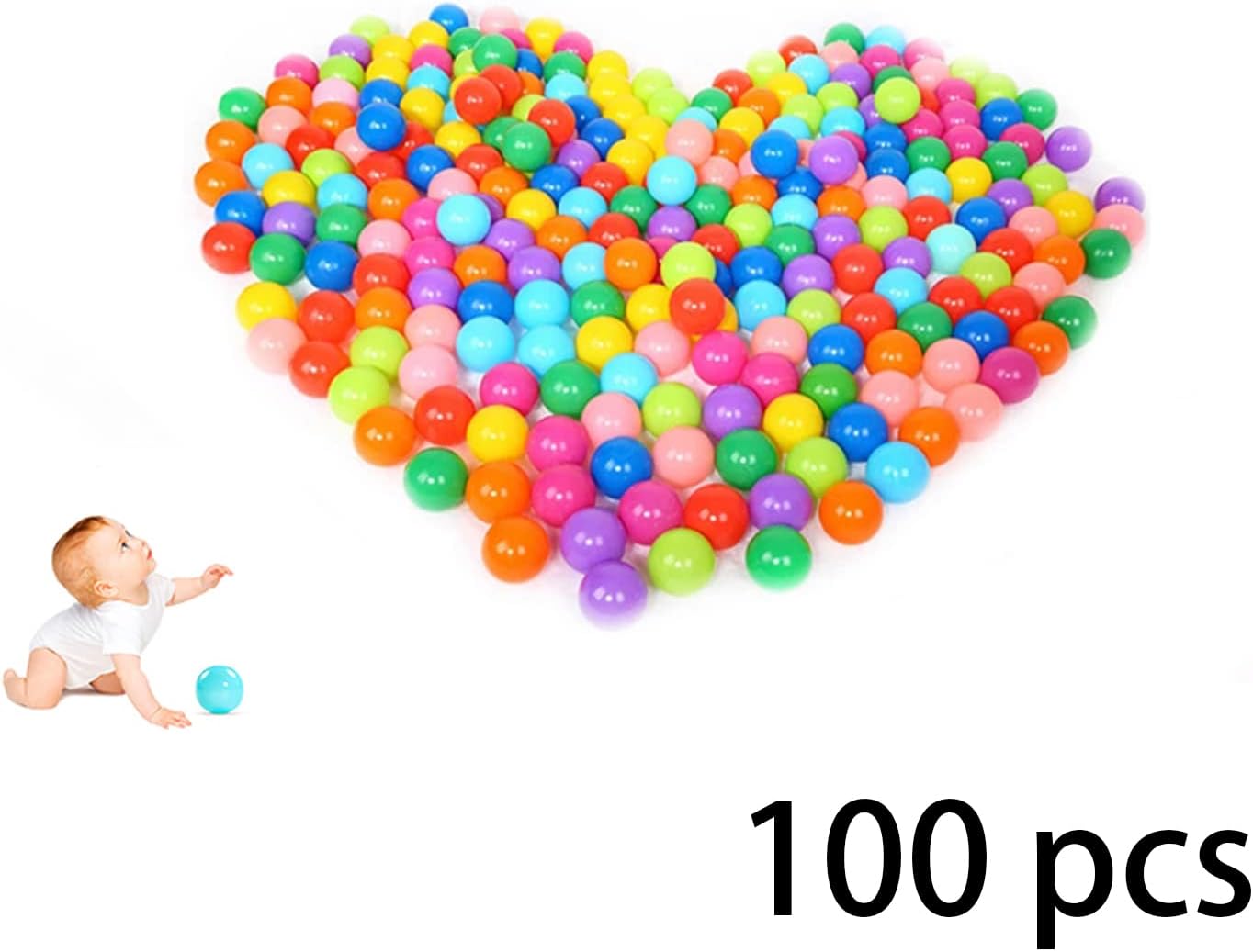 100 Pcs Colorful Fun Ocean Balls Soft Plastic Kids Tent Swimming Pool Toy Gift 8cm