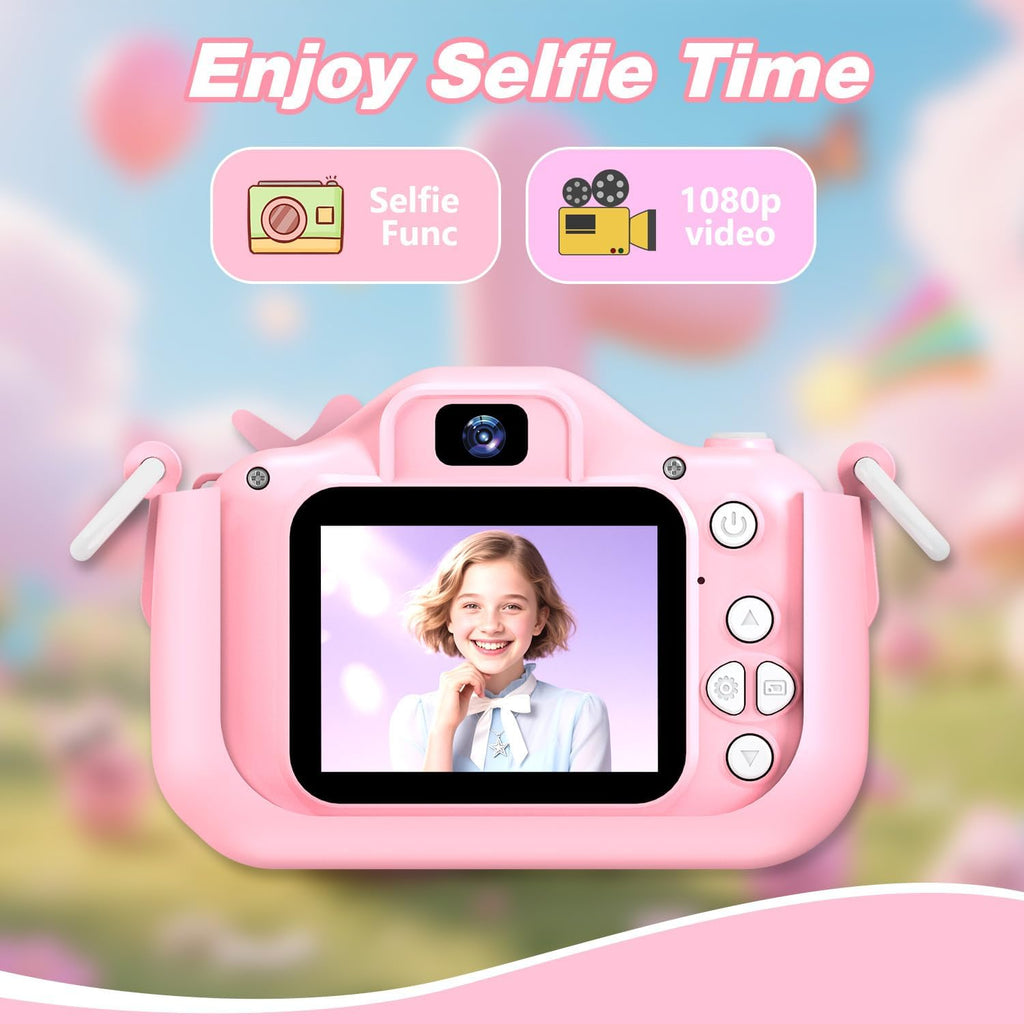 Goopow Kids Camera Toys for 3-8 Year Old Girls Boys,Children Digital Video Camcorder Camera with Cartoon Soft Cover, Best Chritmas Birthday Festival Gift for Kids - 32G SD Card Included