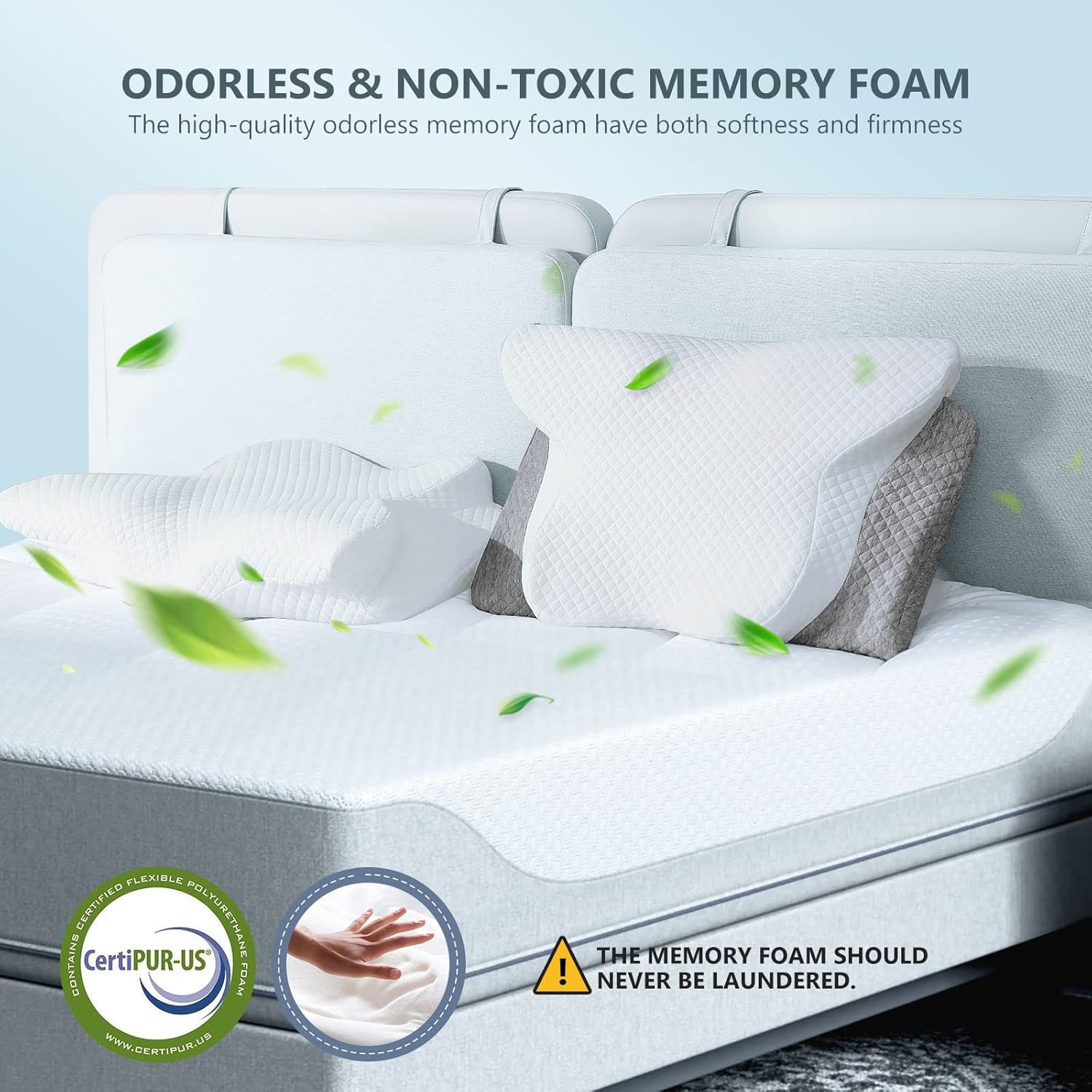 ZAMAT Adjustable Cervical Memory Foam Pillow, Odorless Neck Pillows for Pain Relief, Orthopedic Contour Pillows for Sleeping with Cooling Pillowcase, Bed Support Pillow for Side, Back, Stomach Sleeper