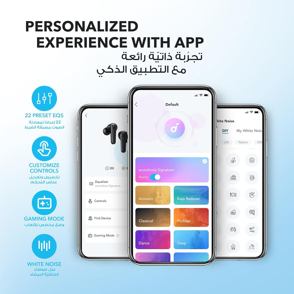 Soundcore by Anker P20i True Wireless Earbuds, soundcore P20i earbuds, true wireless earbuds, Bluetooth earbuds, bass earbuds, IPX5 waterproof earbuds, wireless earphones, in-ear headphones, AI call earbuds