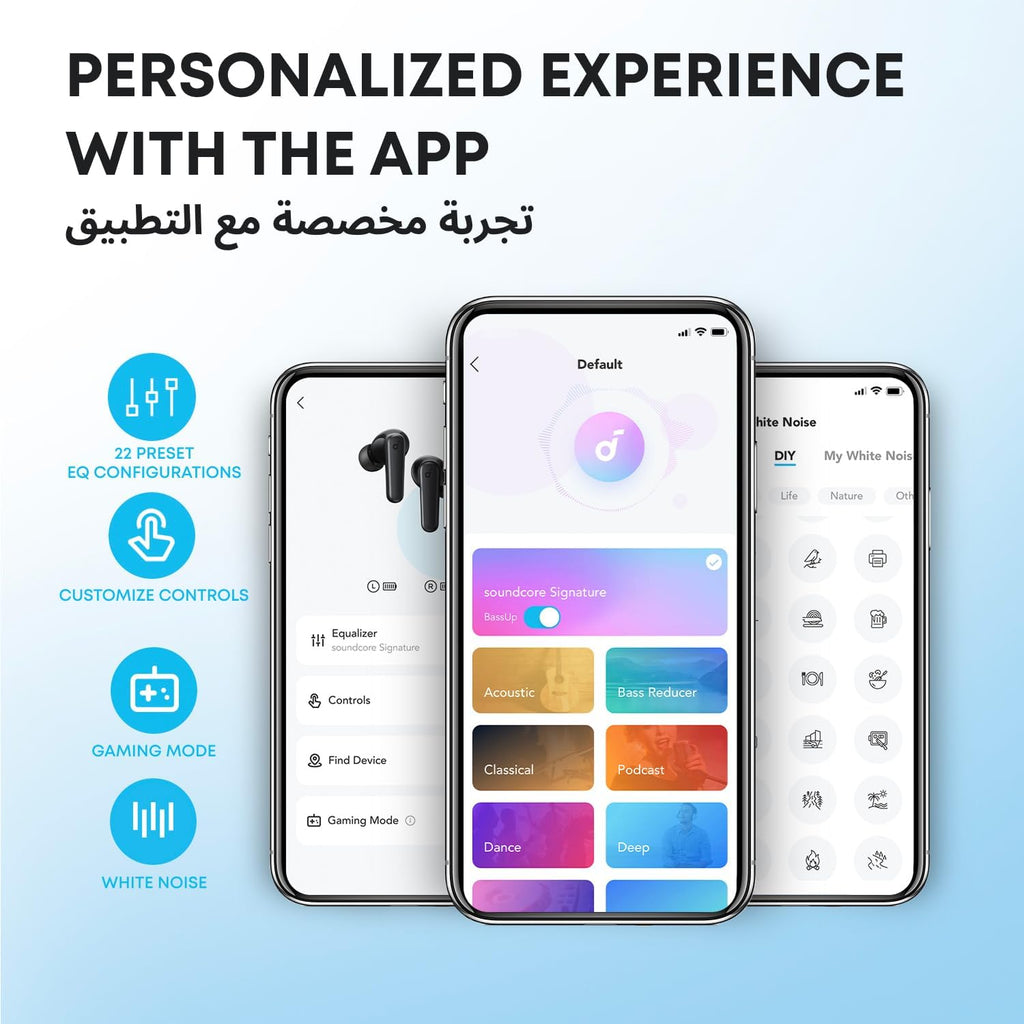 Soundcore by Anker P20i True Wireless Earbuds, soundcore P20i earbuds, true wireless earbuds, Bluetooth earbuds, bass earbuds, IPX5 waterproof earbuds, wireless earphones, in-ear headphones, AI call earbuds