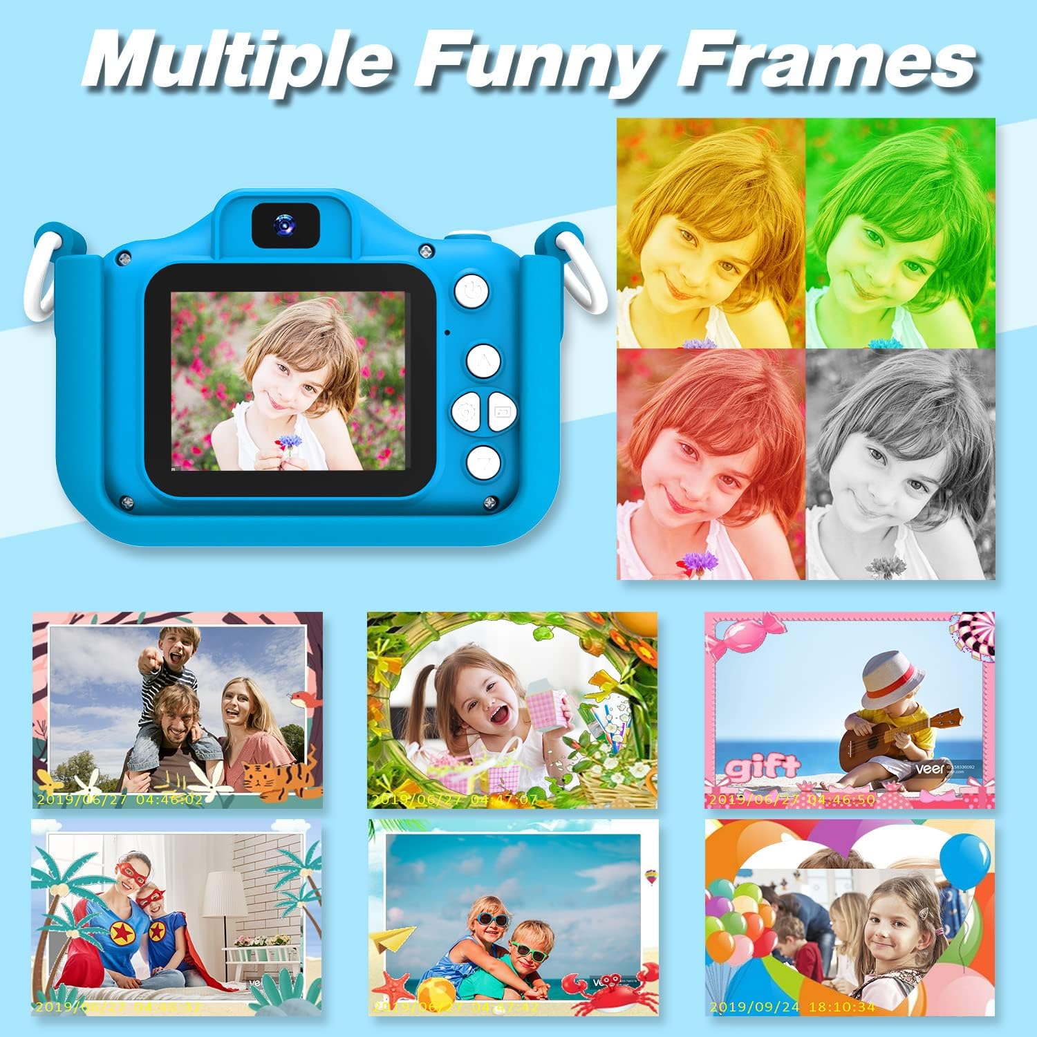 Goopow Kids Camera Toys for 3-8 Year Old Girls Boys,Children Digital Video Camcorder Camera with Cartoon Soft Cover, Best Chritmas Birthday Festival Gift for Kids - 32G SD Card Included