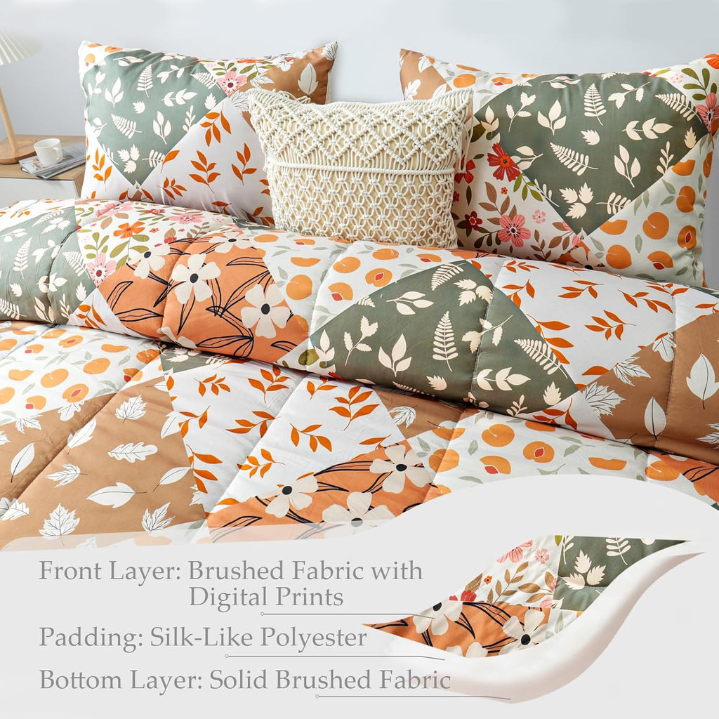 Whale Flotilla 7.5 Tog Double Duvet Set, Soft Reversible Coverless Queen Comforter Set with 2 Pillowcases, Patchwork Printed Down Alternative Bedding Comforters for All Seasons, Pink